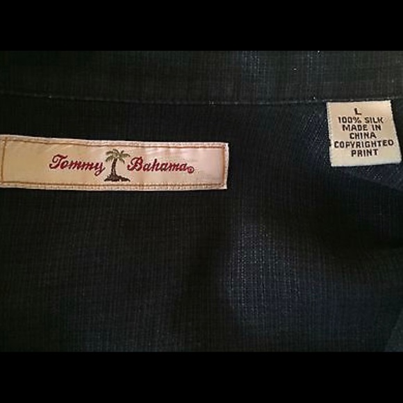 Tommy Bahama Black Floral Hawaiian Silk Shirt - Picture 6 of 6